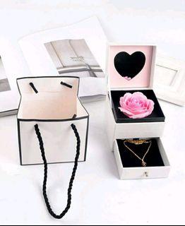1pc rose design jewelry storage box with bag