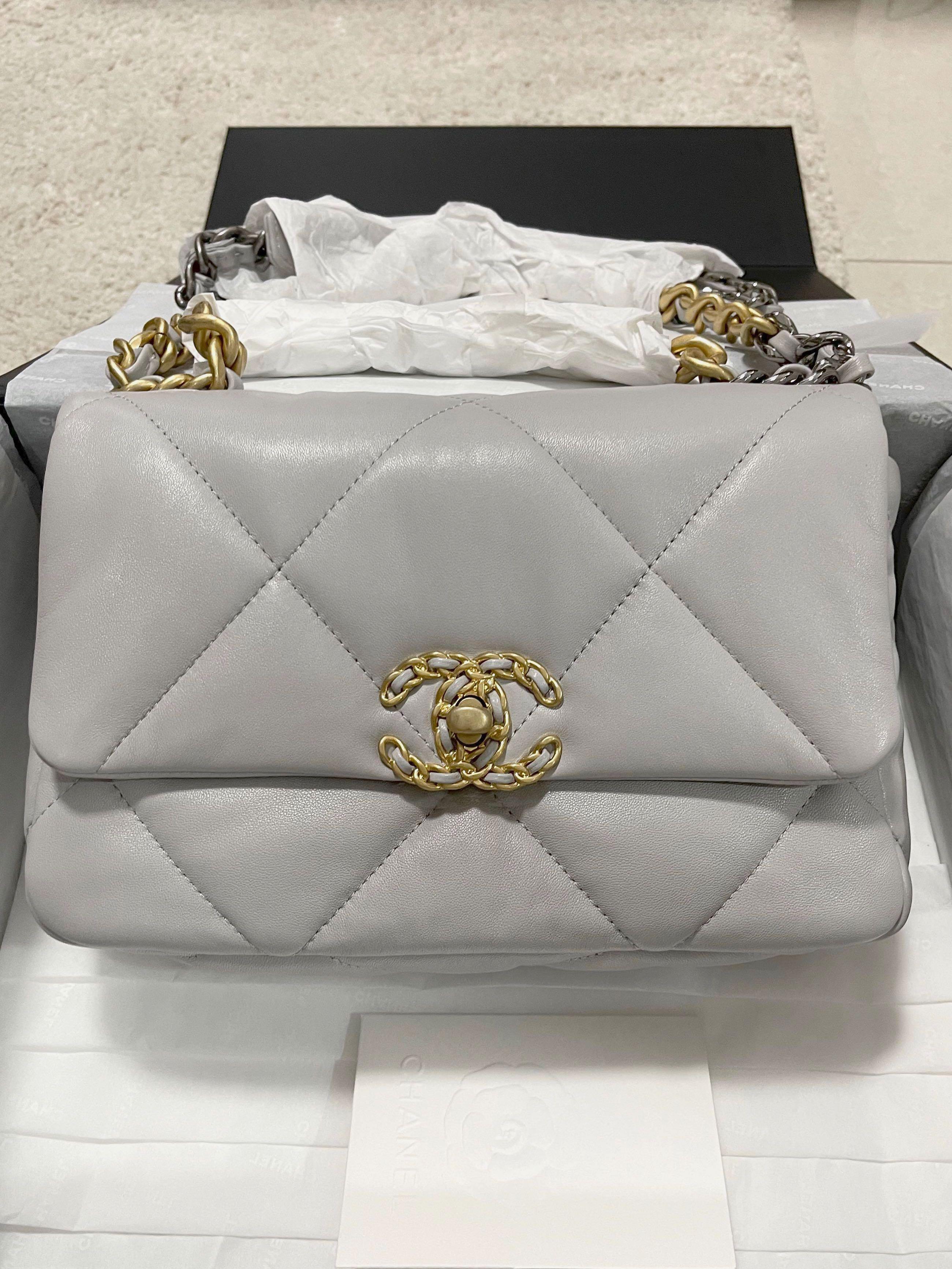 Chanel 19 Grey Small Size, Luxury, Bags Wallets On Carousell