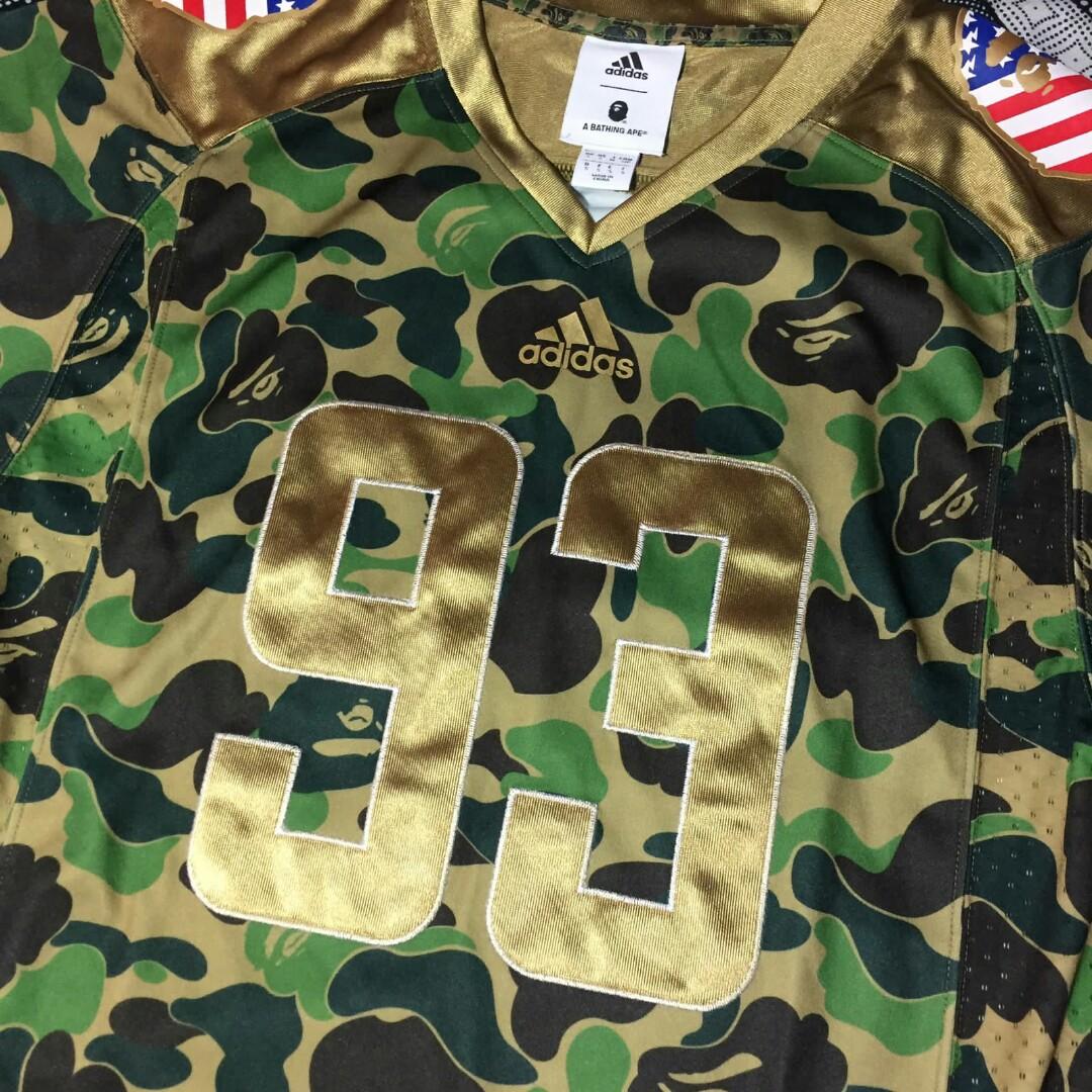 Bape X Adidas Jersey Superbowl Green Camo A Bathing Ape Fesyen Pria Pakaian Atasan Di Carousell
