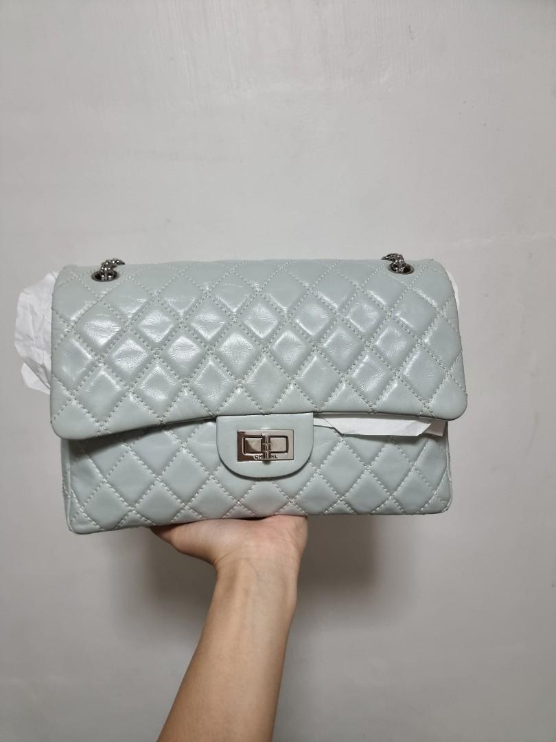 Chanel 2.55 classic double flap sky tiffany light blue silver