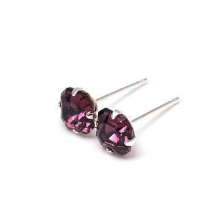 Deep Purple Imperial Cut Crystal Earrings - 6mm 8mm Square Asscher - Sterling Silver | Geometric Earrings | Amethyst Purple | February