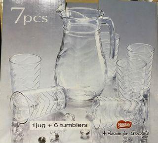 Glass Pitcher with 6 tumblers
