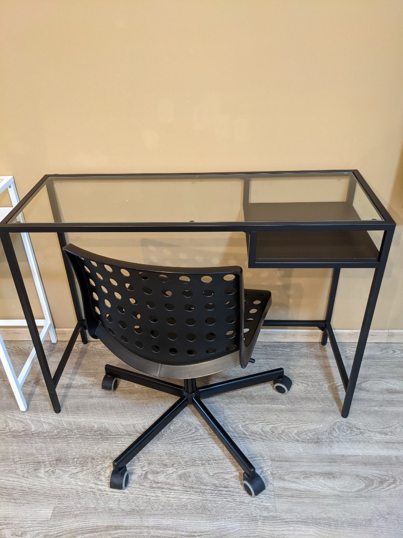 IKEA Study table and chair (White color), Furniture & Home Living