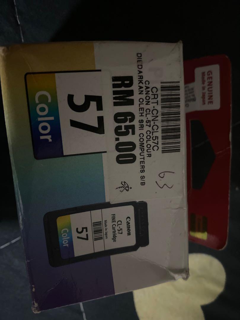 Ink printer (Category: Stationery & School Supplies) located in Kuala Lumpur. Submitted by sagitarius1212 (Listing ID 1108897821, Image 1). Description: Canon ink combo black (47) + colour (57) . Still new in box . I salah beli so nak jual balik ..