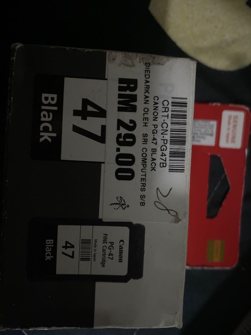 Ink printer (Category: Stationery & School Supplies) located in Kuala Lumpur. Submitted by sagitarius1212 (Listing ID 1108897821, Image 2). Description: Canon ink combo black (47) + colour (57) . Still new in box . I salah beli so nak jual balik ..