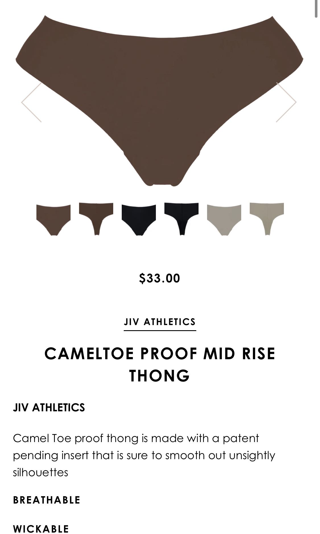 JIV Athletics BNIP Camel Toe Proof Mid Rise Athletic Thong