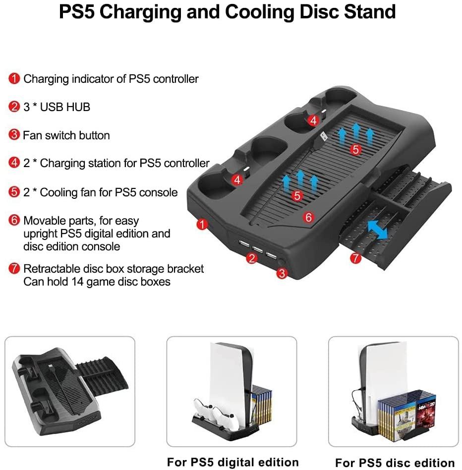 PS5 Host Six-in-one HUB Extender USB Port for P5 Digital Version CD-ROM  Version