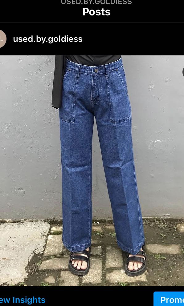 KULOT JEANS BIRU DARKBLUE BAGGY, Fesyen 