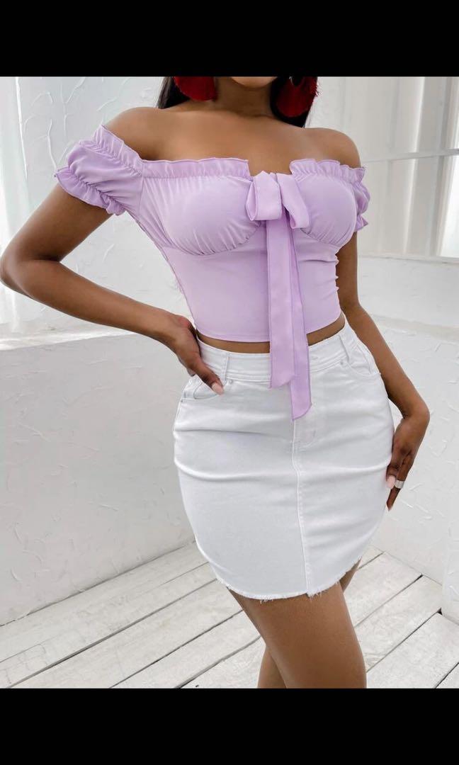 Purple shop bardot top