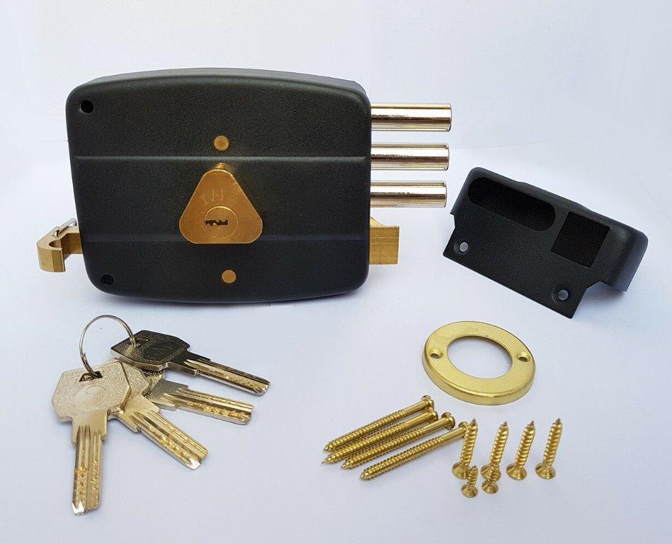 DOOR LOCK RIM WITH CYLINDERAND 3 BARS 120mm ( DAF), Furniture & Home ...