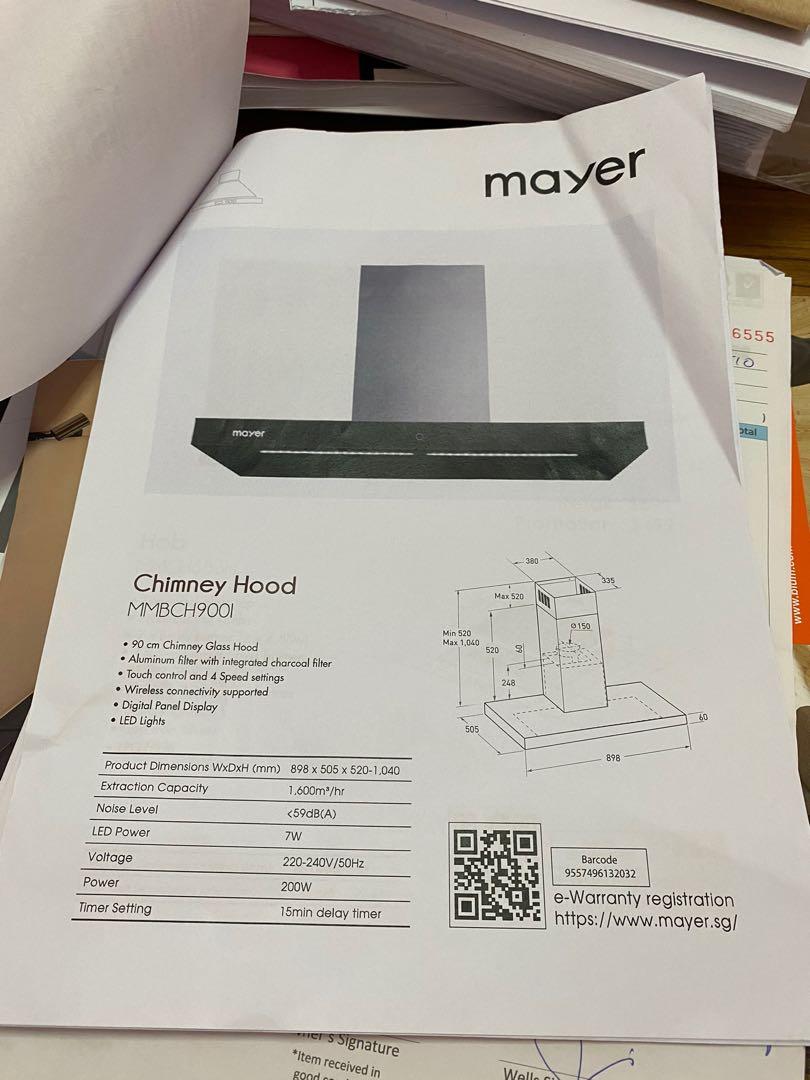 Mayer Chimney Hood MMBCH900I TV Home Appliances Kitchen