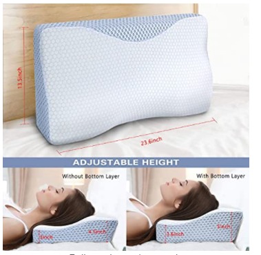 Memory Foam Pillows, Mokaloo Cervical Pillow for Sleeping, Bed Pillow for  Neck Pain, Orthopedic Contour Pillow with Pillowcase, Neck Support Pillow  for Side,Back and Stomach Sleepers(Queen Size)