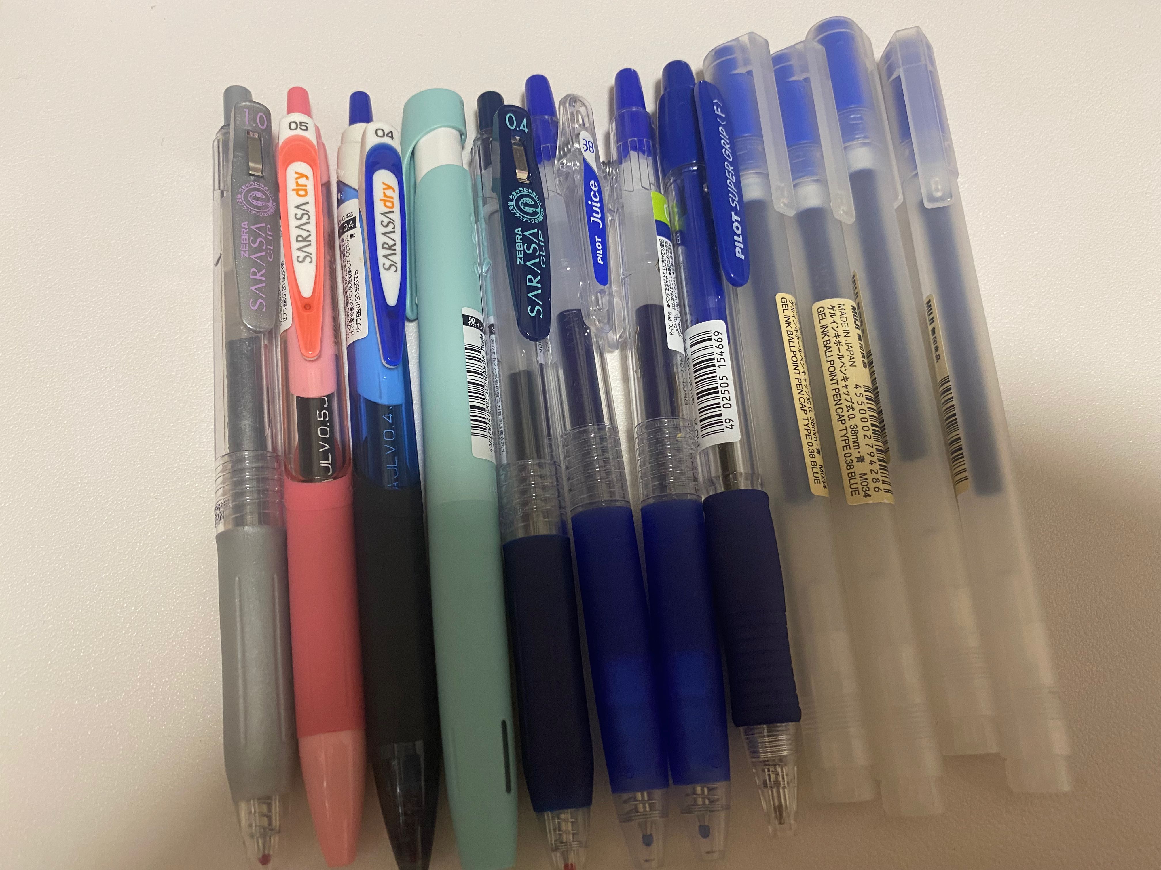 Muji zebra dry/sarasa pilot juice 藍色黑色原子筆, 興趣及遊戲, 手作 