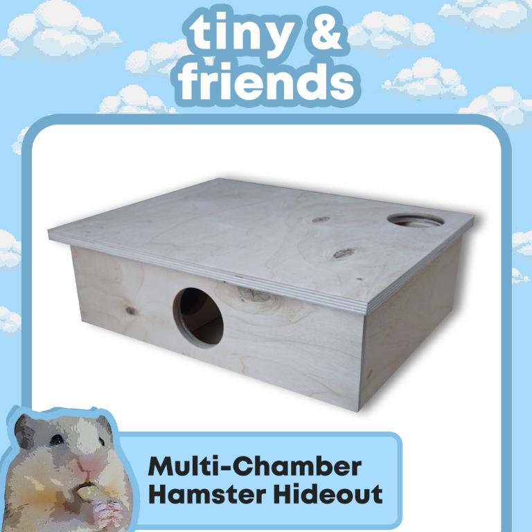 Multi-Chamber Large Hamster Hideout (Category: Homes & Other Pet Accessories) located in Manila. Submitted by tinyandfriends (Listing ID 1108085902, Image 1). Description: Multi-Chamber Large Hamster Hideout Comes with 2 entrances and 6 rooms Removable lid/roof Size: L: 14" W: 10" H: 4" Ø: 2".