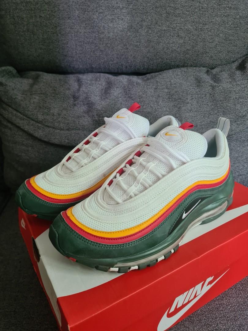 Air max 97 white/dynamic yellow/evergreen leather hotsell