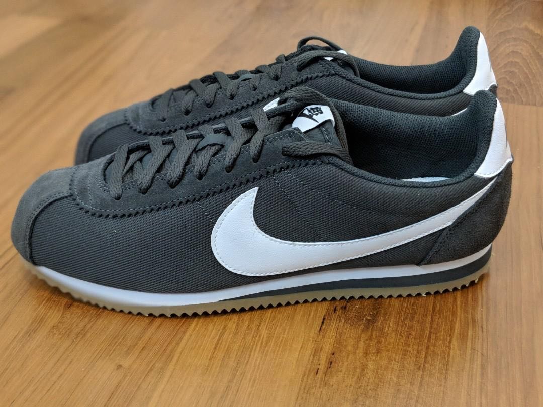 nike turbo shoes cortez black and grey black gum color