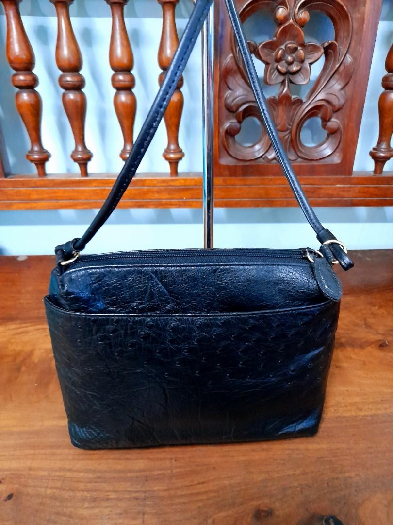 Ostrich skin sling bag, Women's Fashion 