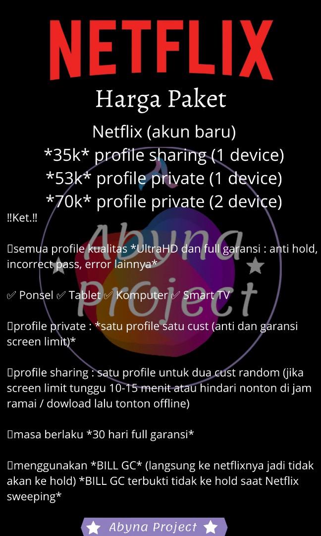 Paket Profile Sharing Netflix Premium Murah Telepon Seluler Tablet Lainnya Di Carousell