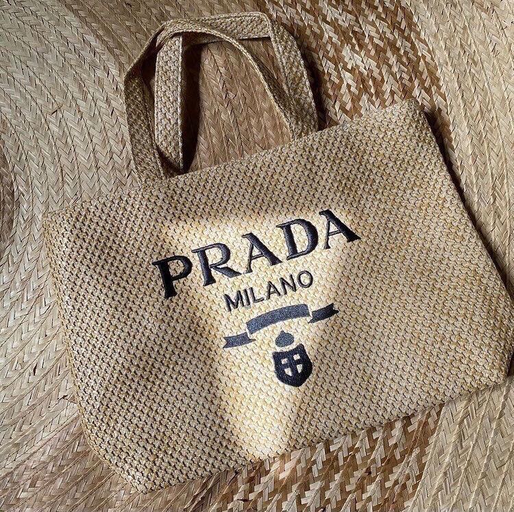prada woven tote