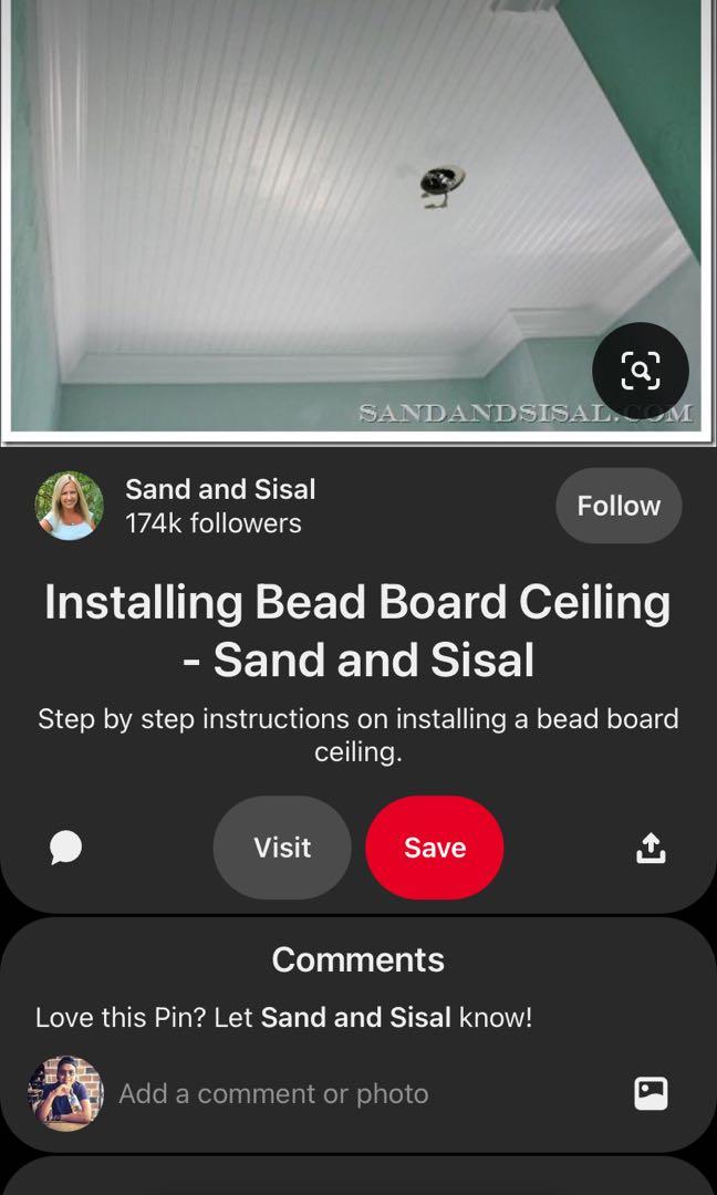 Installing Bead Board Ceiling - Sand and Sisal