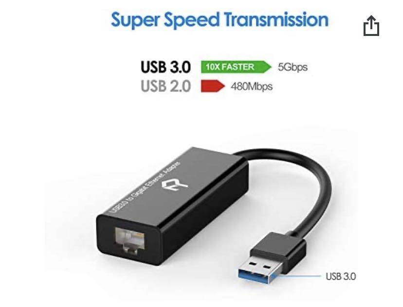 Rankie USB Network Adapter, USB 3.0 to RJ45 Gigabit