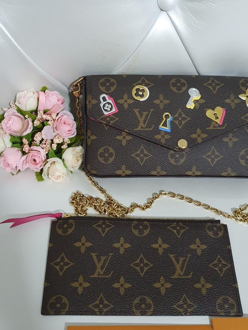 🌸 Louis Vuitton Felicie Monogram Fuchsia Clutch Crossbody (SP2186) +  Receipt 🌸