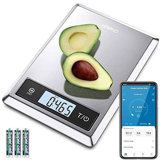 RENPHO Digital Food Scale, Kitchen Scale Weight Grams and oz for Baking,  Cooking and Coffee with Nutritional Calculator for Keto, Macro, Calorie and  Weight Loss with Smartphone App, Stainless Steel, Health 