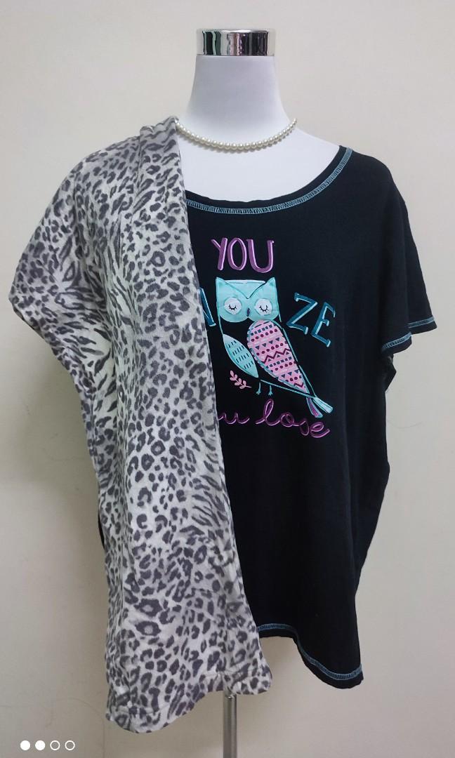 Secret Treasures George Grey Leopard Owl Turquoise Mix Match Pyjamas Sleepwear Loungewear Set