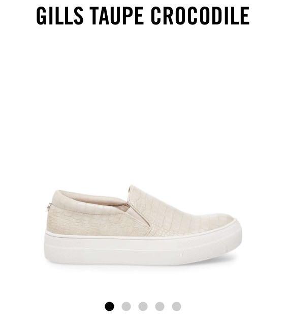 Steve Madden Gills Platform Slip Ons in Taupe Crocodile Women s