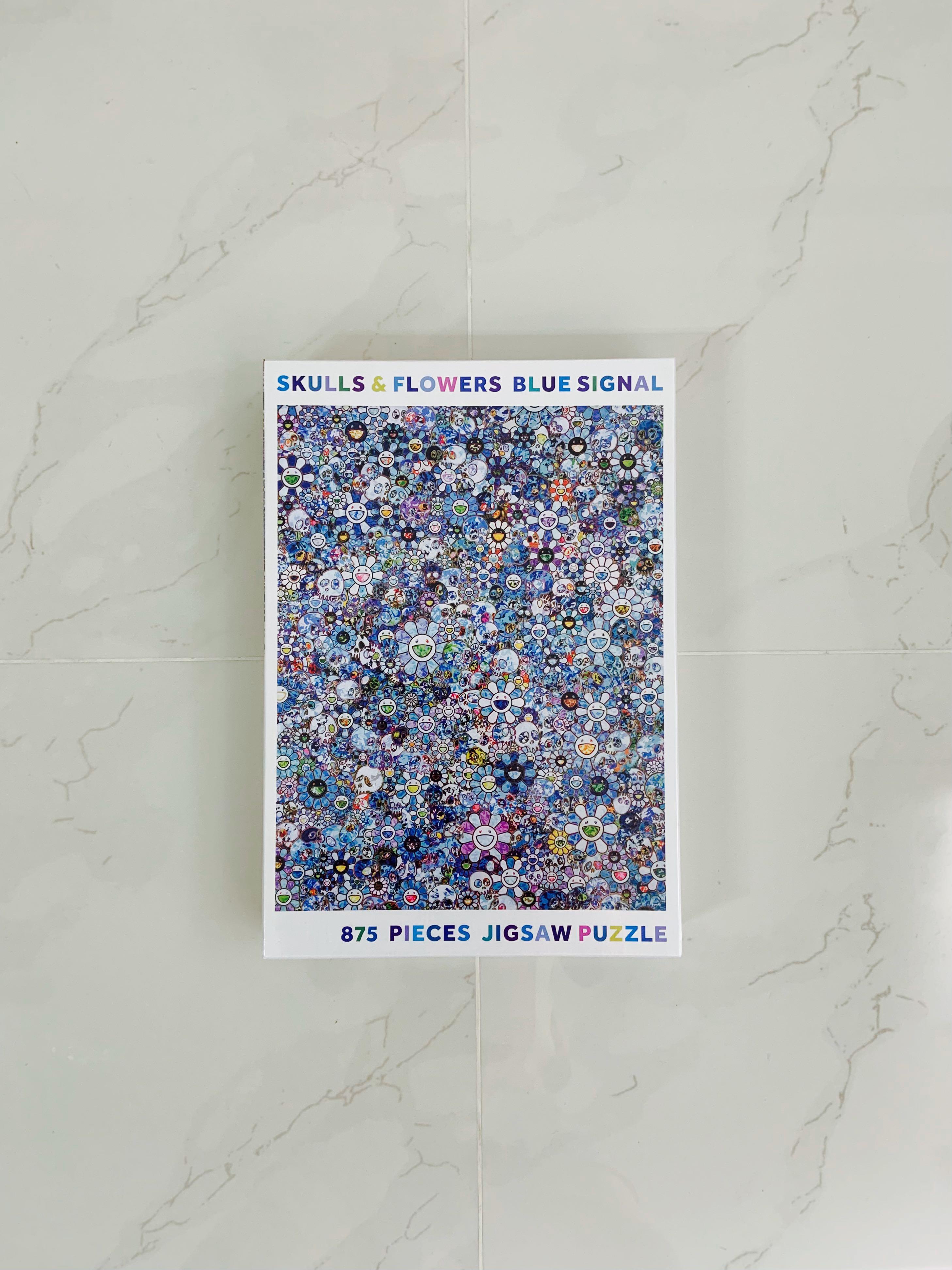 美術品/アンティークJigsaw Puzzle SKULLS FLOWERS BLUE SIGNAL