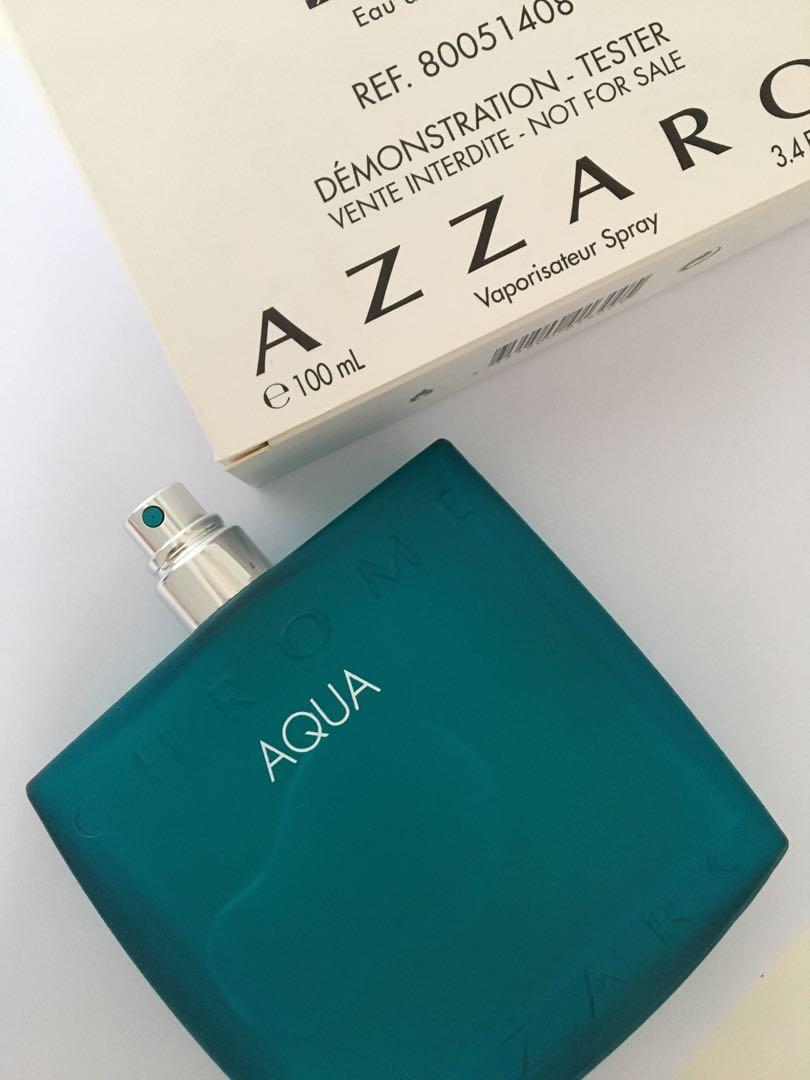 TESTER AZZARO CHROME AQUA EDT 100ML Beauty Personal Care