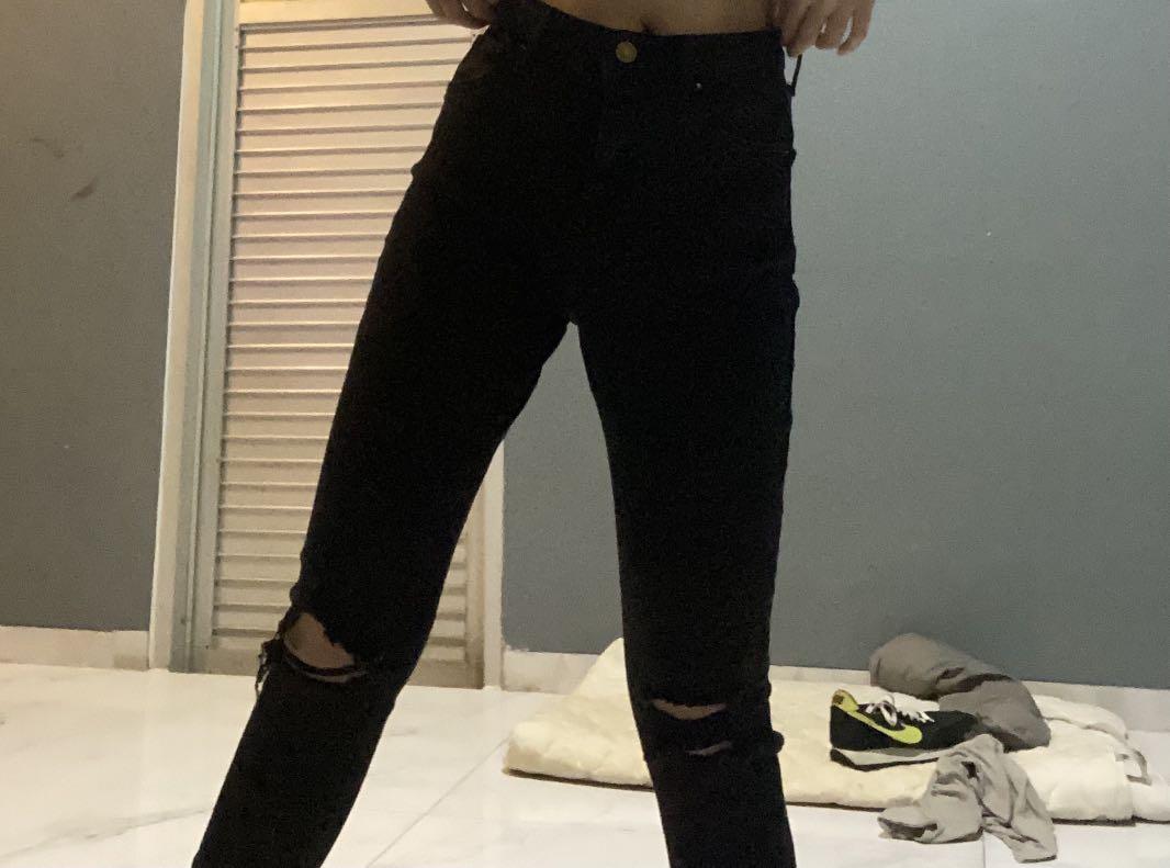 TOPSHOP MOTO JAMIE JEANS BLACK, Fesyen 