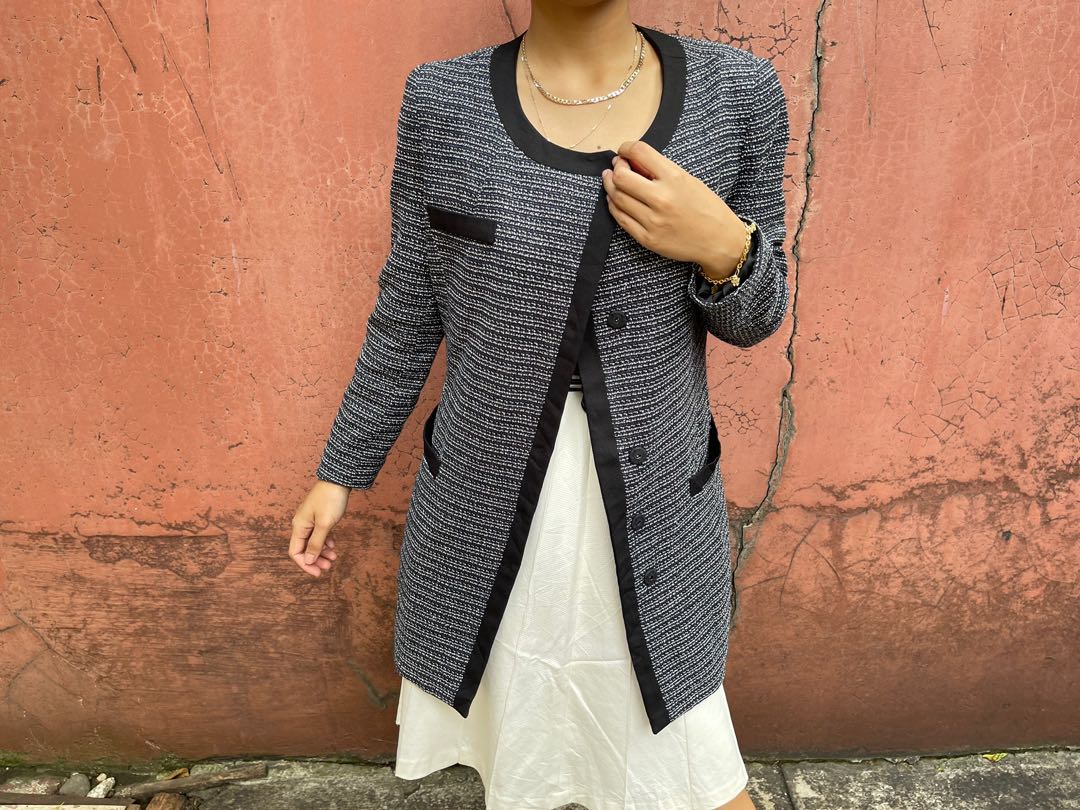 long tweed blazer