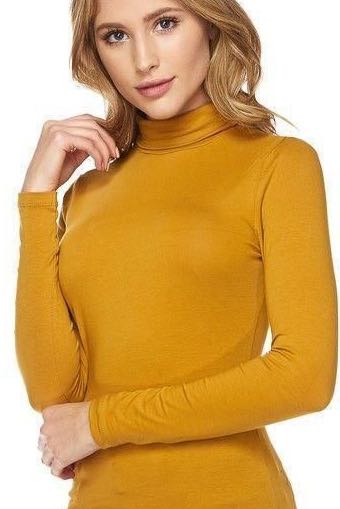 mustard mock neck top