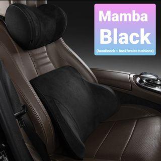 Velvet Cushion set x2 for Head/Neck/Back for Mercedes GLA CLA A Class in Mamba Black colour