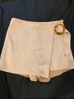 Zara Pink velvet skirt shorts