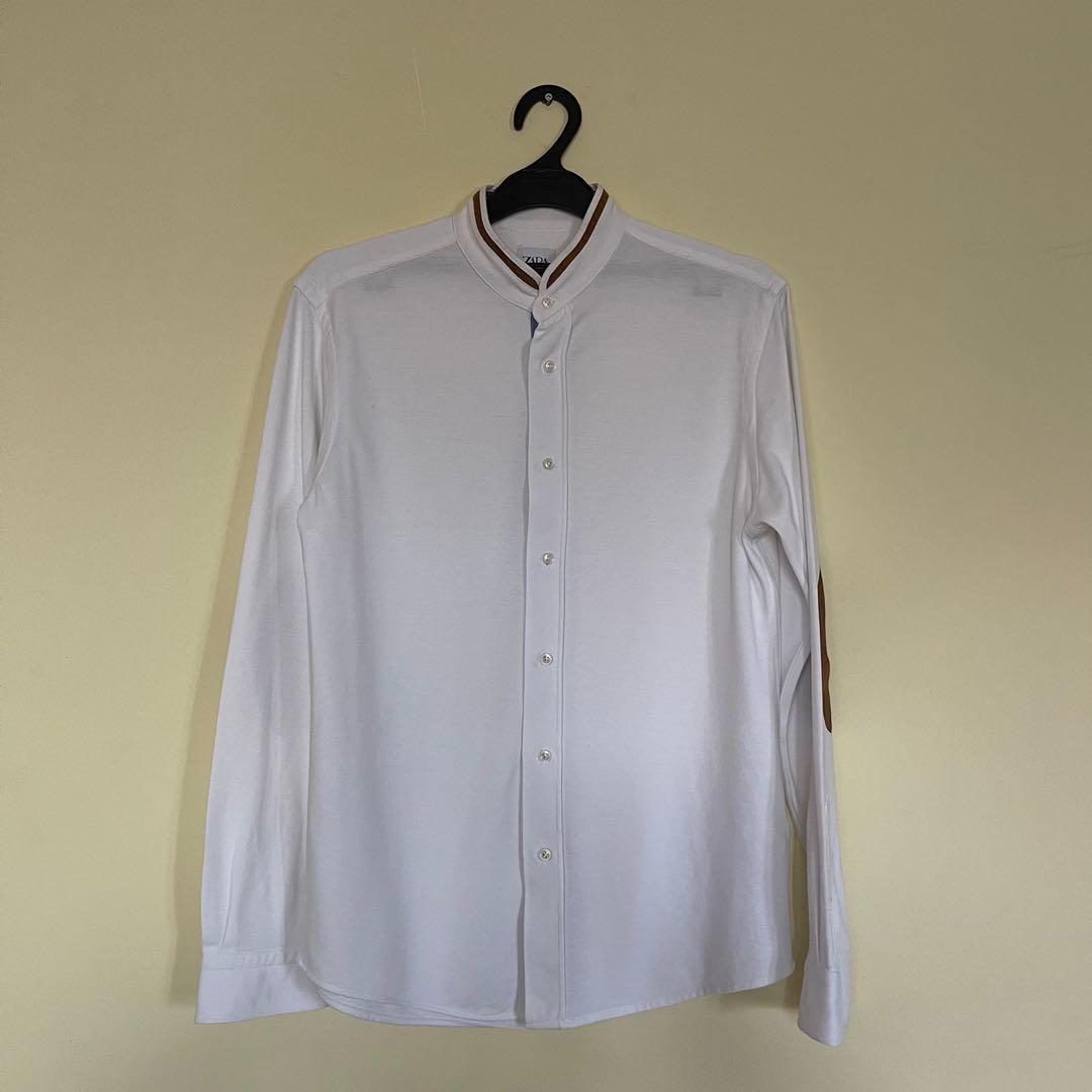 Zara White Long Sleeve Shirt, Fesyen 