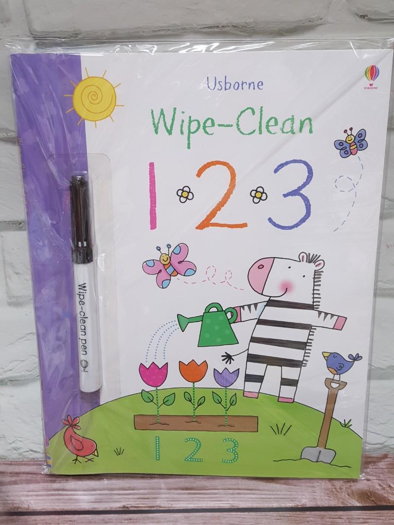 [全新]Usborne WipeClean 1 2 3 (附白板筆)擦寫書, 嬰兒及兒童, 嬰兒玩具在旋轉拍賣
