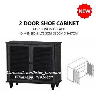 2 Door Shoe Cabinet Shoe Rack in Sonoma Black
