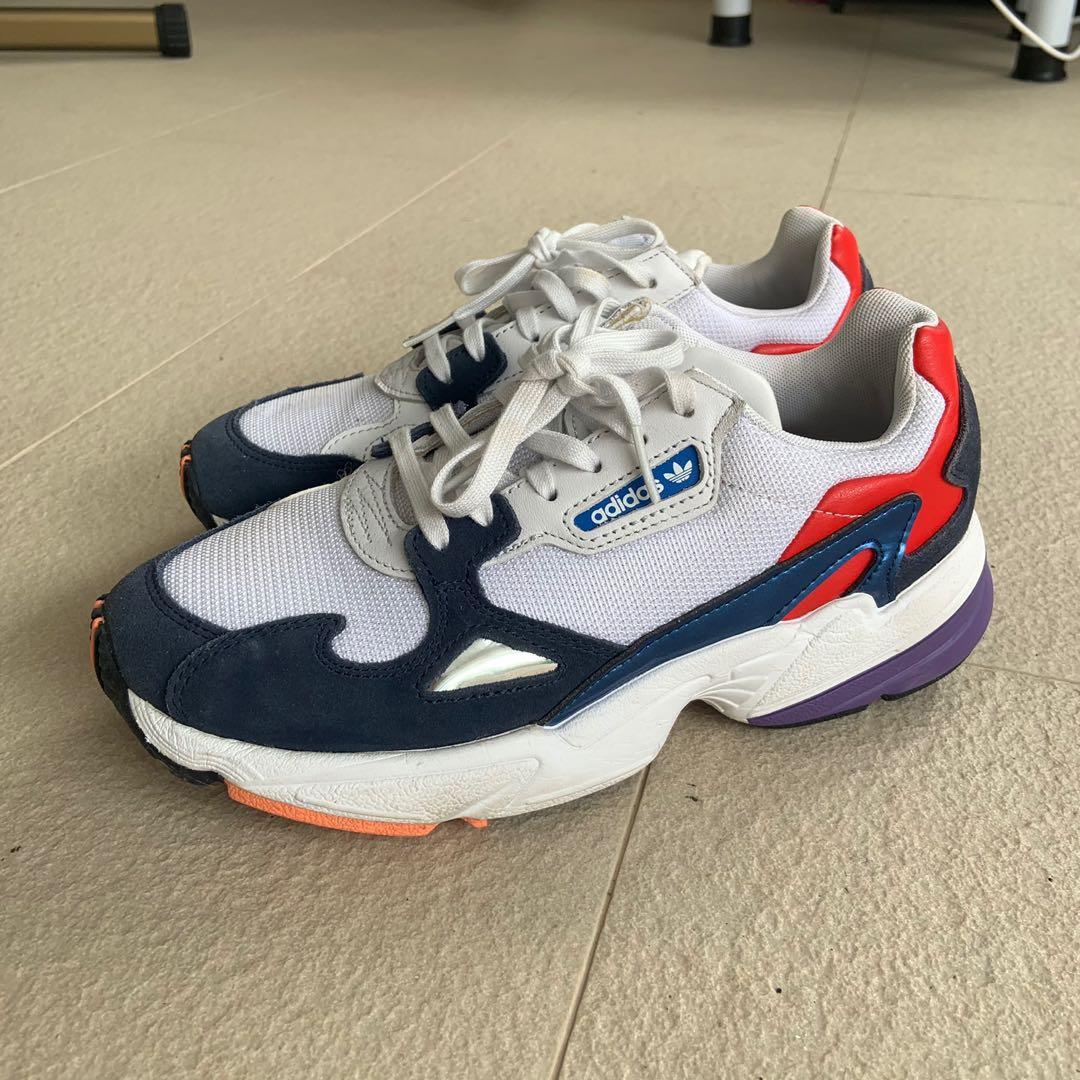 Adidas originals falcon trainers sales in white and navy