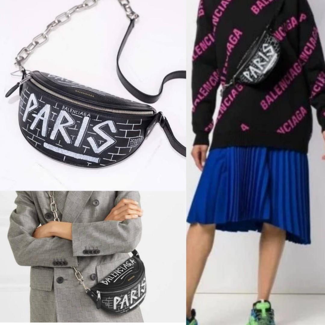 Balenciaga souvenir chain bumbag graffiti black