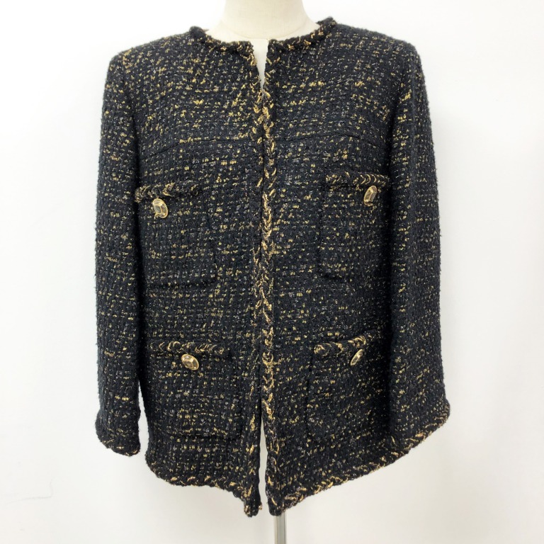 CHANEL 19A Metiers d'Art Paris New York Tweed Jacket 36 Black/ Gold *New -  Timeless Luxuries