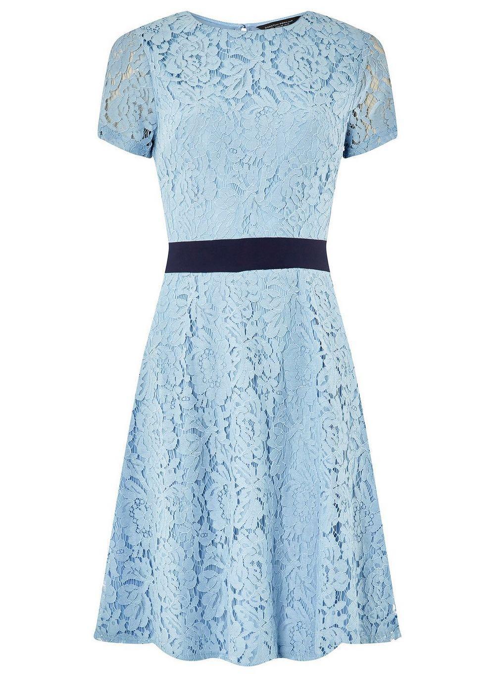 dorothy perkins blue lace dress Navy Dorothy Perkins Petite Lace High Neck Mini Dress