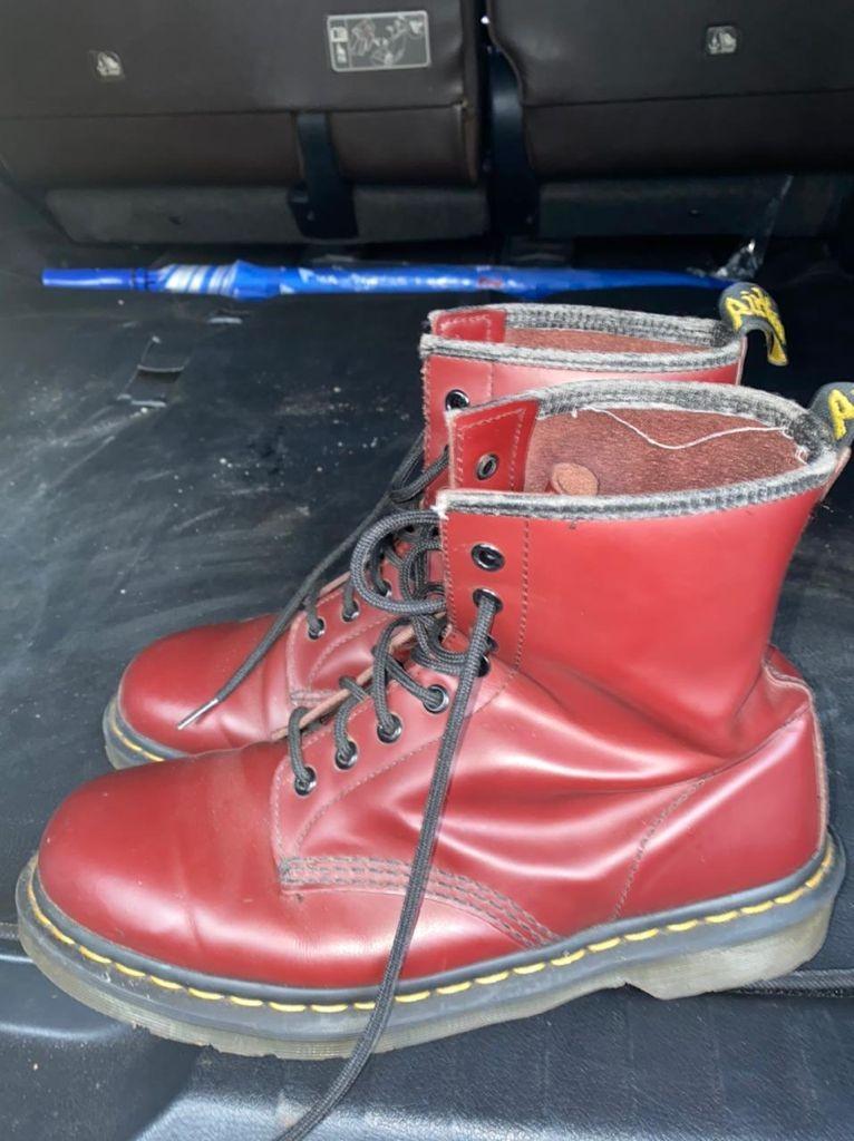 bright red doc martens