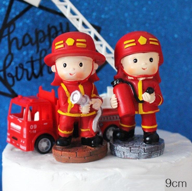 Fireman / Firefighter / Fire Engine Figurines / Cake Toppers (4 Pcs a ...