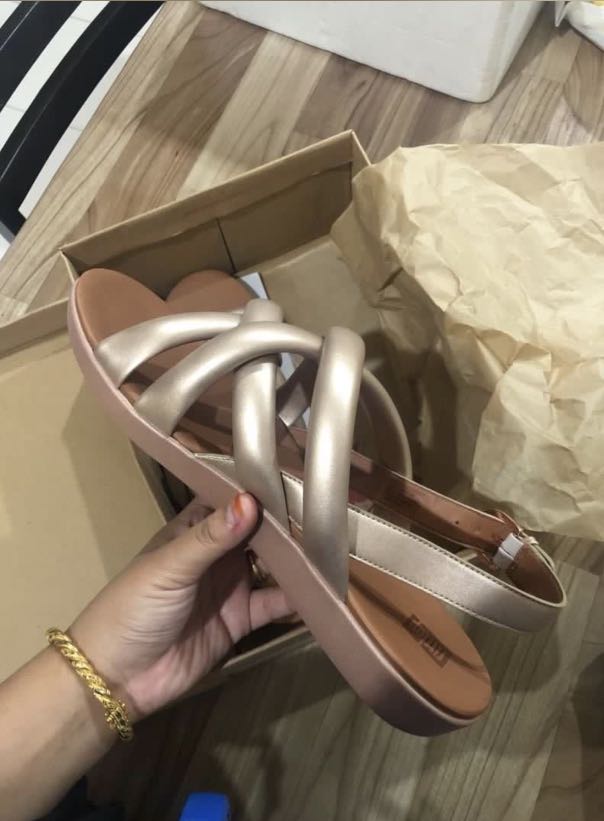 FITFLOP Multicolor Helga Back Strap Sandals in Rose Gold UK 9