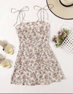 Floral tie cami dress