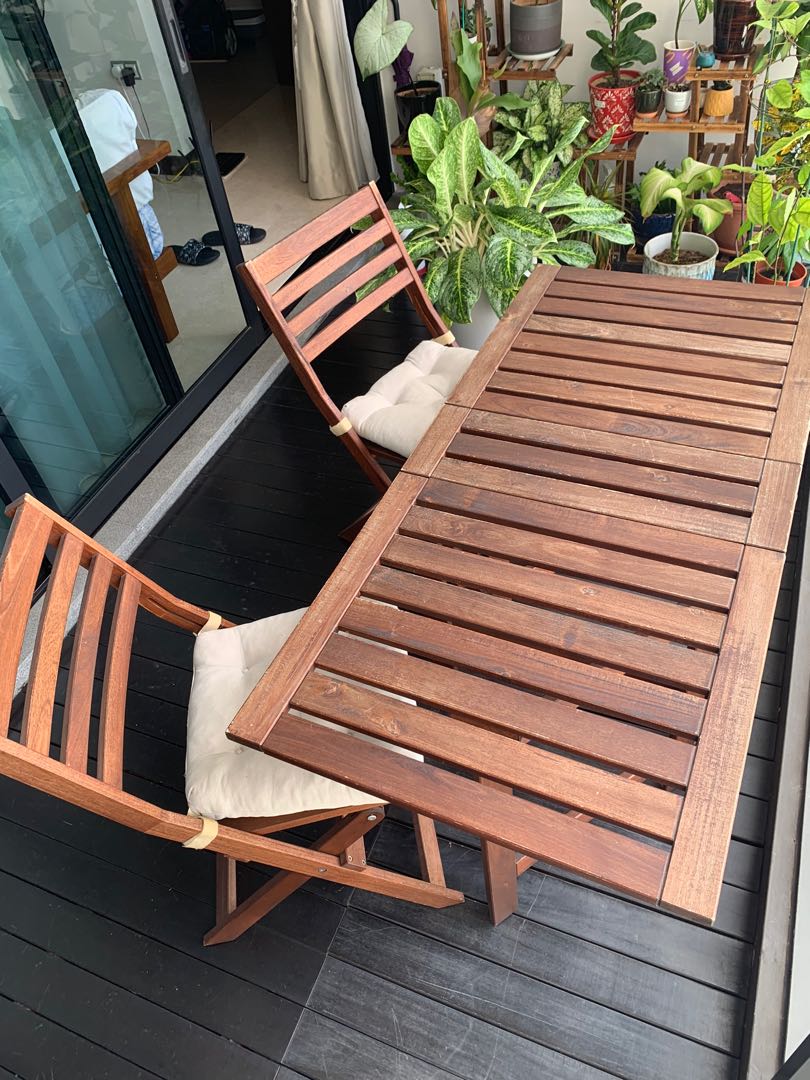 Folding table and 2 chairs set IKEA Applaro, Furniture & Home Living, Furniture, Tables & Sets