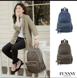 Funnny 日本同步輕量尼龍後背包系列香月實結 灰色 全新 她的時尚 包包在旋轉拍賣