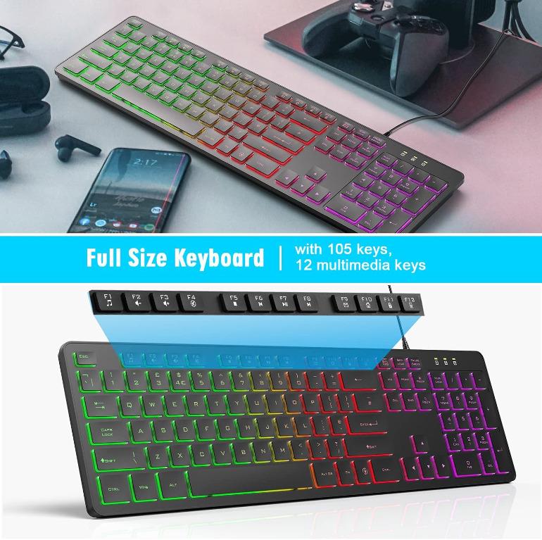 7KEYS TKL Mini Gaming Keyboard, Ultra Portable Keyboard, Wired 84 Keys RGB  and Mechanical Feeling, Detachable and Stable Type-C Cable, Quiet and  Comfort for Desktop PC Computer,Laptop Mac Gamer 